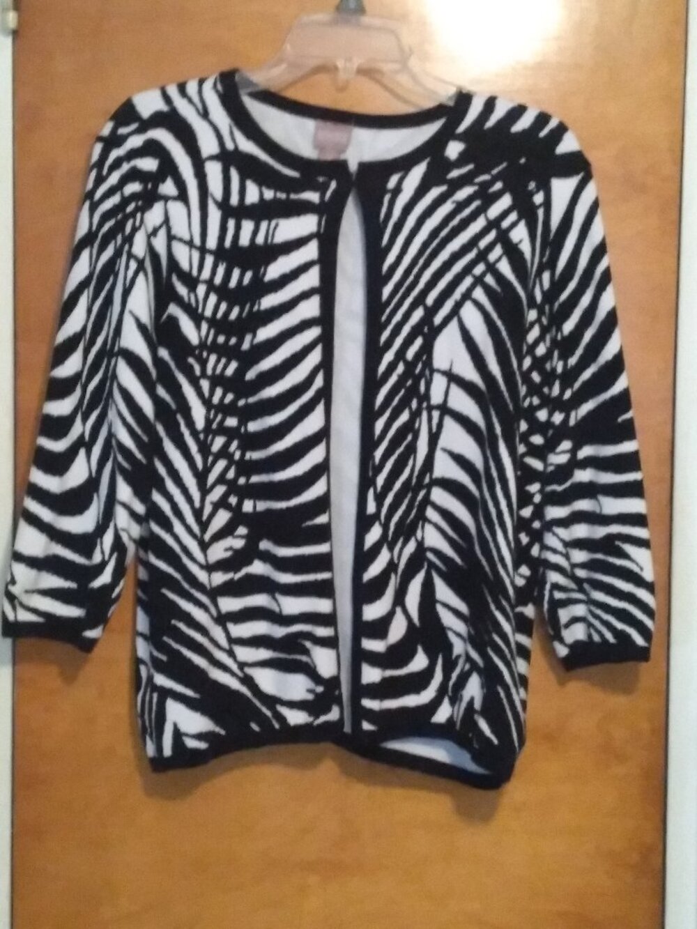 Chico's Lightweight Black & White Print Cardigan